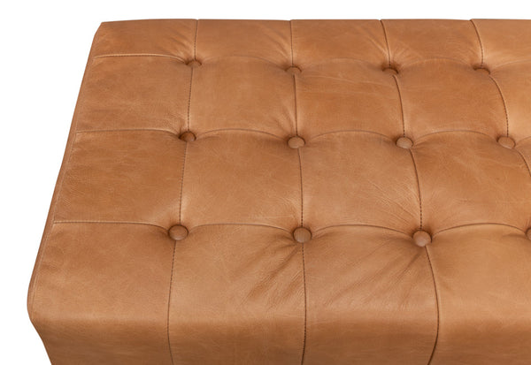 Beam Bench Tufted Leather-Bedroom Benches-Sarreid-LOOMLAN