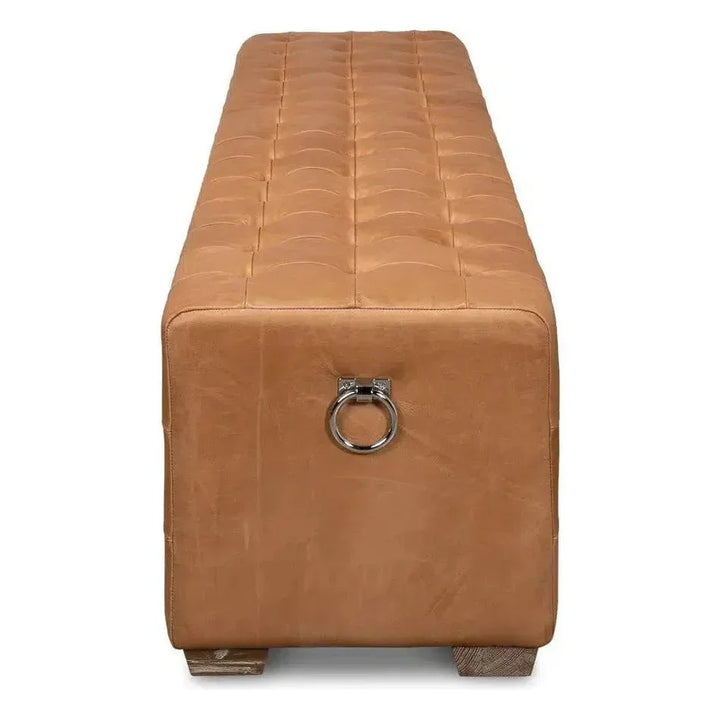 Beam Bench Tufted Leather - LOOMLAN - Sarreid - Bedroom Benches