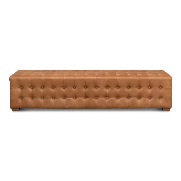 Beam Bench Tufted Leather-Bedroom Benches-Sarreid-LOOMLAN
