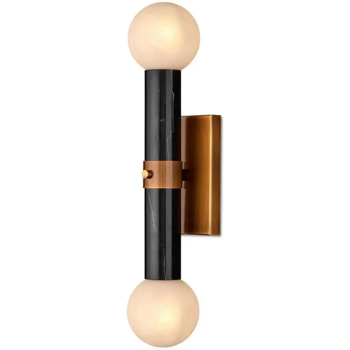 Beatrix Marble & Metal Black Bath Wall Sconce - LOOMLAN - Currey & Co - Wall Sconces