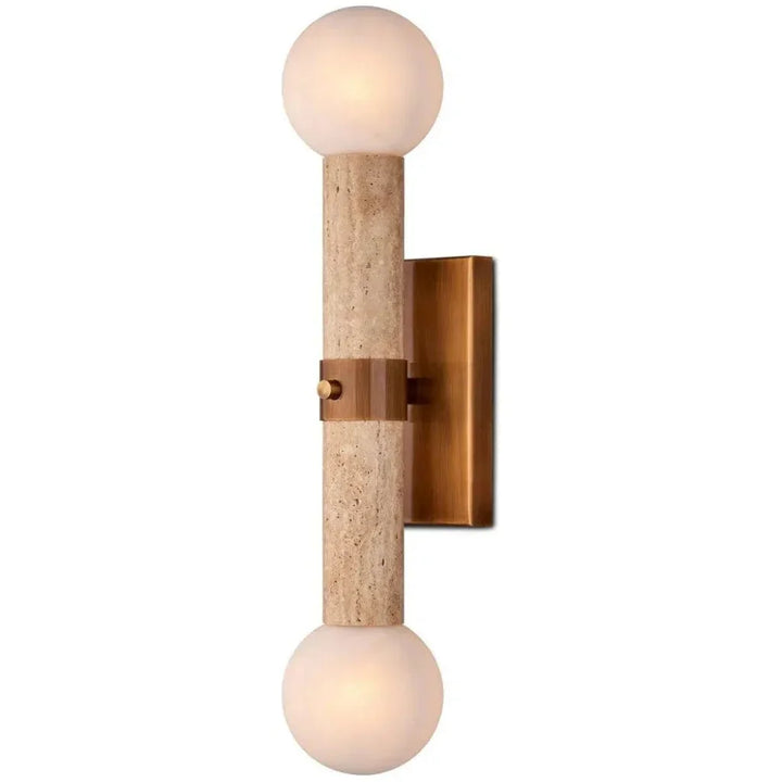 Beatrix Metal & Glass Beige Bath Wall Sconce - LOOMLAN - Currey & Co - Wall Sconces