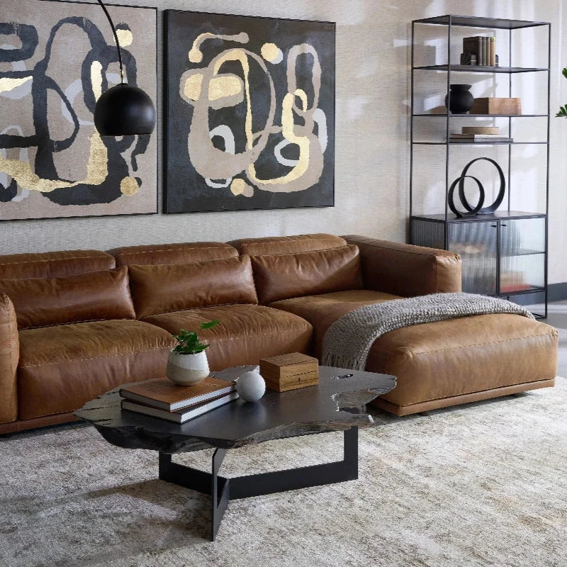 Beau Leather Sofa Chaise