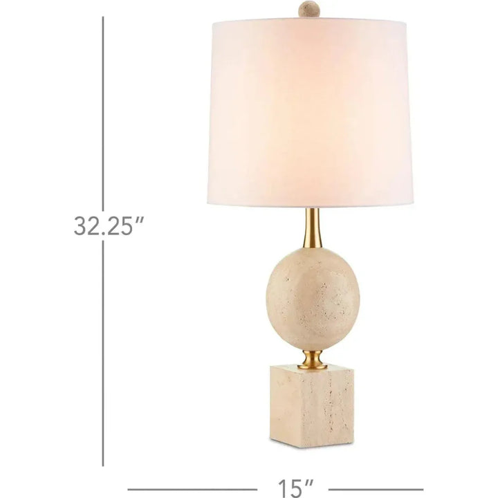 Beige Antique Brass Adorno Table Lamp - LOOMLAN - Currey & Co - Table Lamps