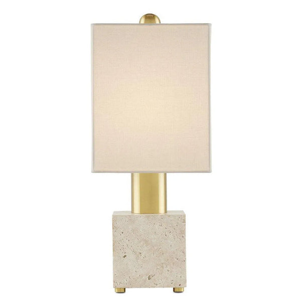 Beige Antique Brass Gentini Table Lamp Table Lamps LOOMLAN By Currey & Co