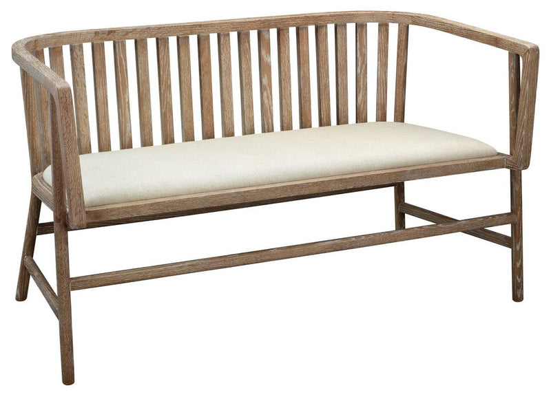 Beige Ash Wood 100% Linen Grayson Settee Bedroom Benches LOOMLAN By Jamie Young