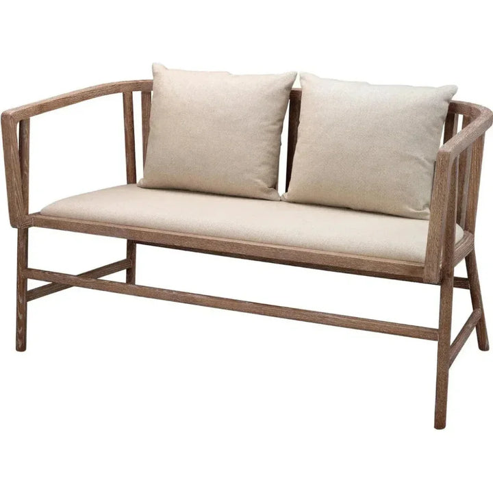 Beige Ash Wood Linen Grayson Settee - LOOMLAN - Jamie Young - Bedroom Benches