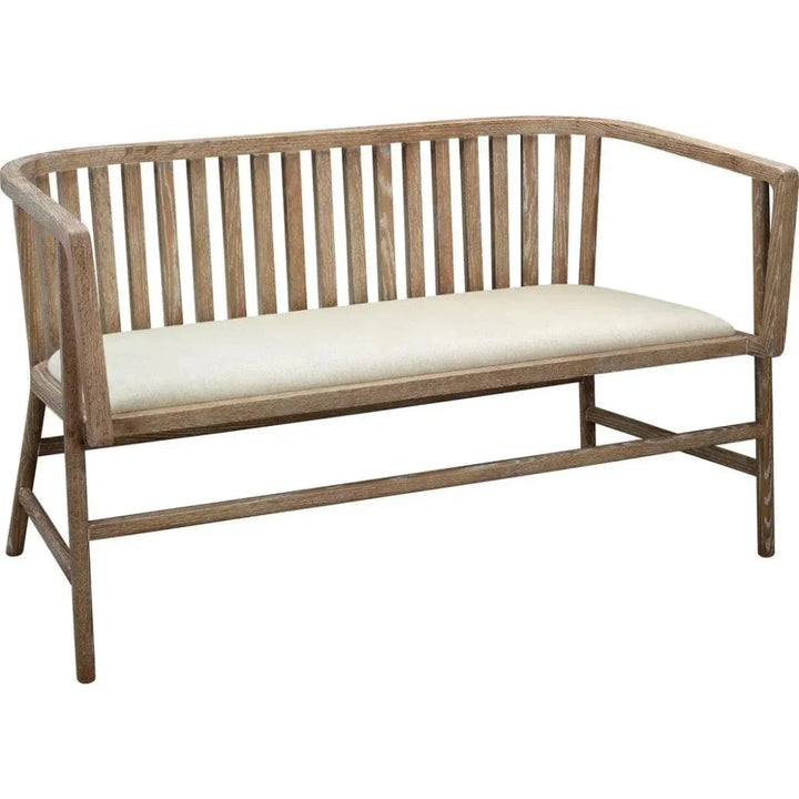 Beige Ash Wood Linen Grayson Settee - LOOMLAN - Jamie Young - Bedroom Benches