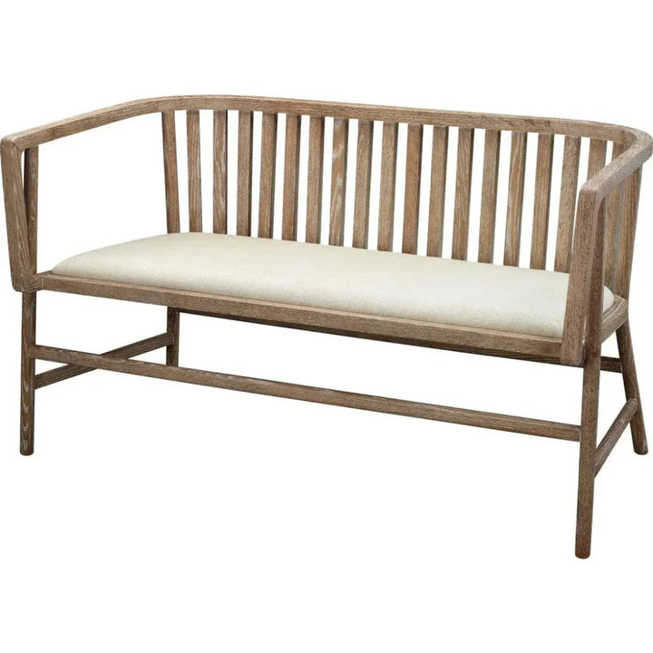 Beige Ash Wood Linen Grayson Settee - LOOMLAN - Jamie Young - Bedroom Benches