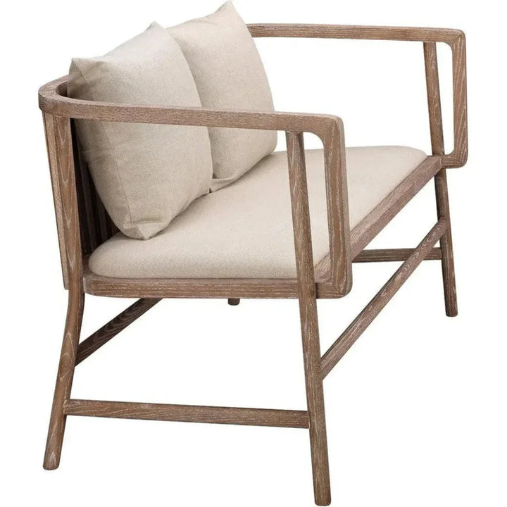 Beige Ash Wood Linen Grayson Settee - LOOMLAN - Jamie Young - Bedroom Benches