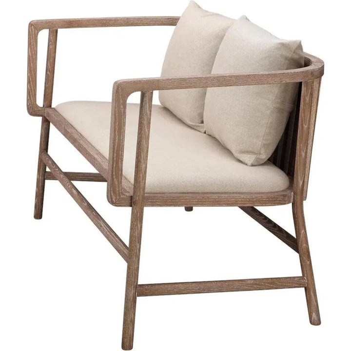 Beige Ash Wood Linen Grayson Settee - LOOMLAN - Jamie Young - Bedroom Benches