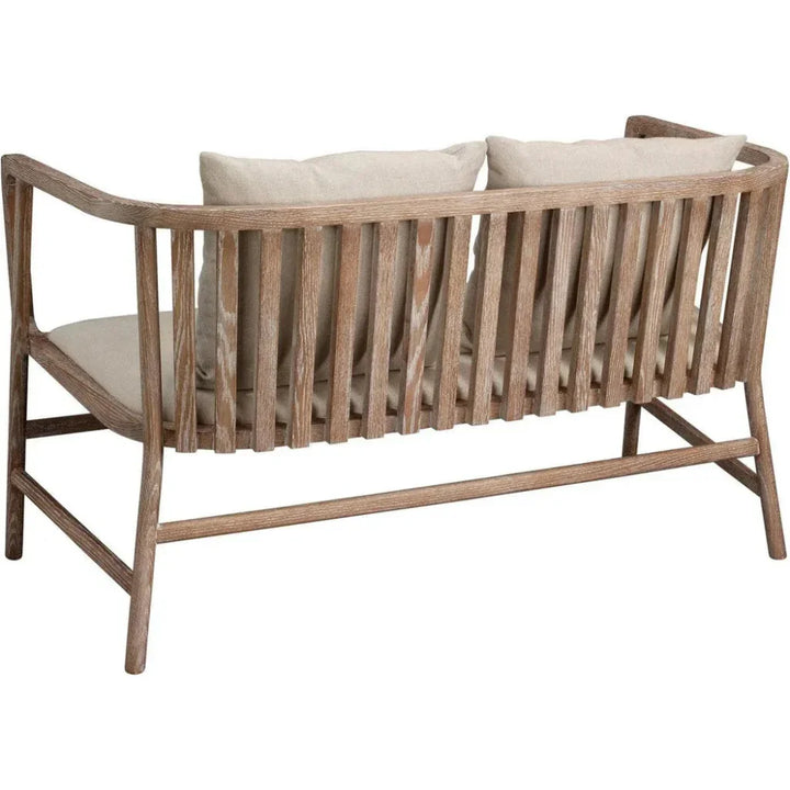 Beige Ash Wood Linen Grayson Settee - LOOMLAN - Jamie Young - Bedroom Benches