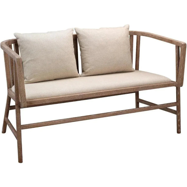 Beige Ash Wood Linen Grayson Settee - LOOMLAN - Jamie Young - Bedroom Benches