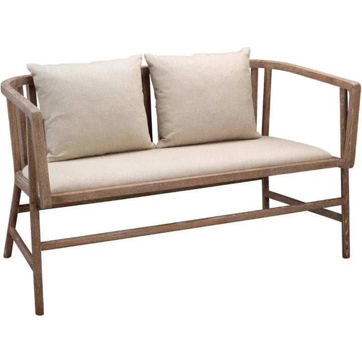 Beige Ash Wood Linen Grayson Settee - LOOMLAN - Jamie Young - Bedroom Benches