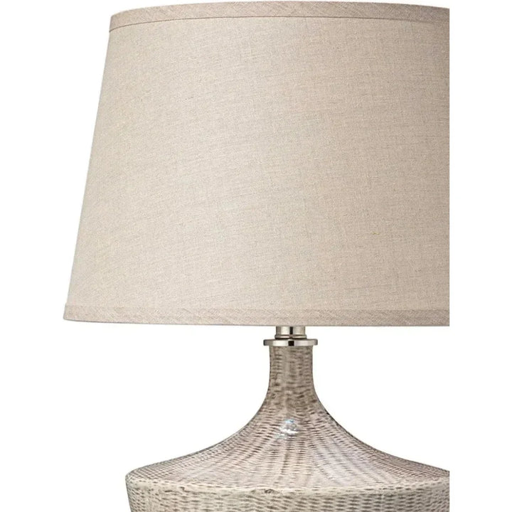Beige Ceramic Basketweave Table Lamp - LOOMLAN - Jamie Young - Table Lamps