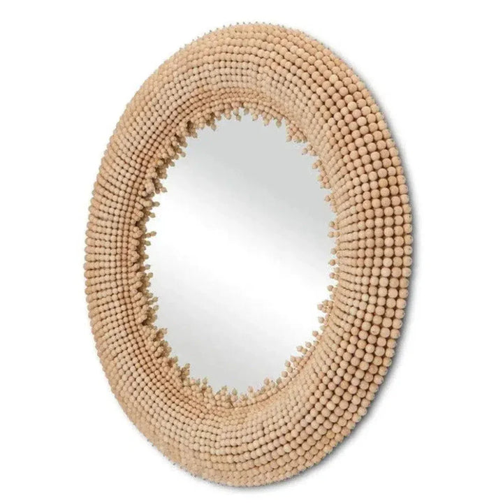 Beige Jeanie Round Mirror - LOOMLAN - Currey & Co - Wall Mirrors