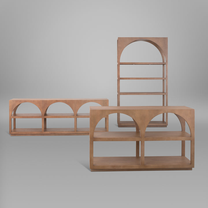 Bela Brown Wood Arched Shelving Unit-Etageres-Mercana-LOOMLAN