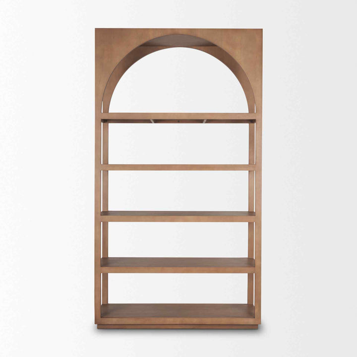 Bela Brown Wood Arched Shelving Unit-Etageres-Mercana-LOOMLAN