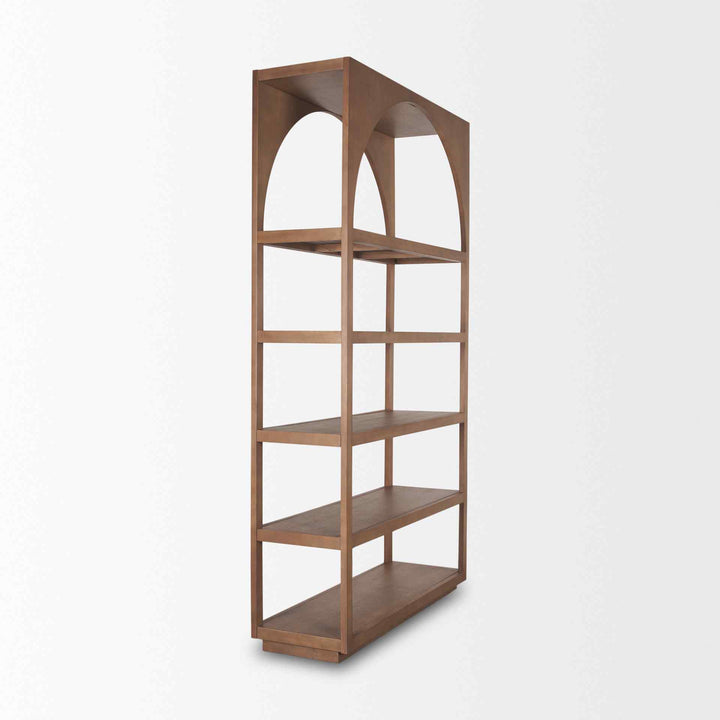 Bela Brown Wood Arched Shelving Unit-Etageres-Mercana-LOOMLAN