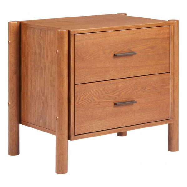 Beleza Two Drawers Wood Nightstand