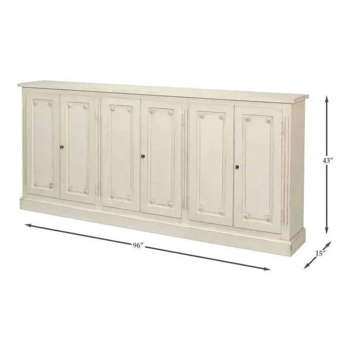 96 Inch White Sideboard with Quartz Top | LOOMLAN