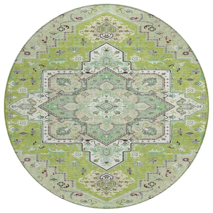 Bellaya Green Washable Indoor-Outdoor Rug-Outdoor Rugs-LOOMLAN Rugs-8' x 8'-LOOMLAN