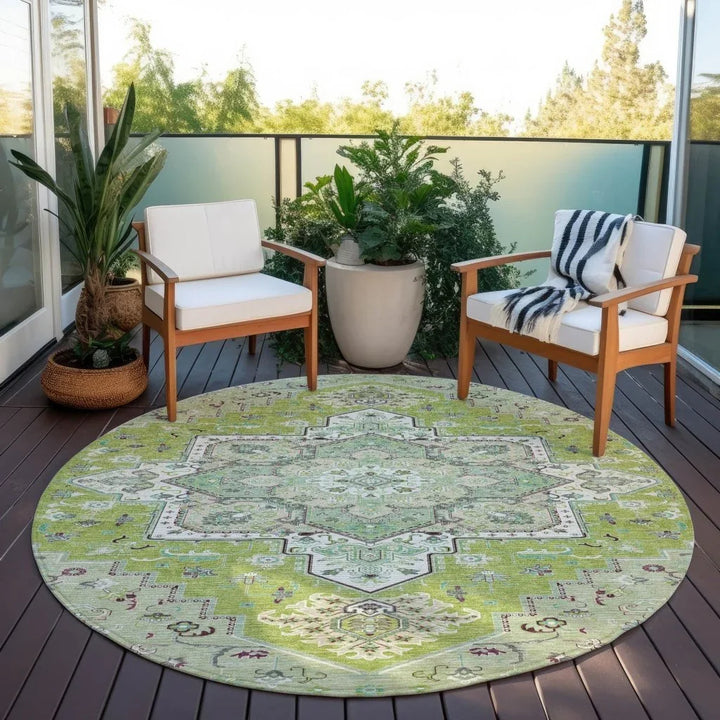 Bellaya Green Washable Indoor-Outdoor Rug-Outdoor Rugs-LOOMLAN Rugs-LOOMLAN