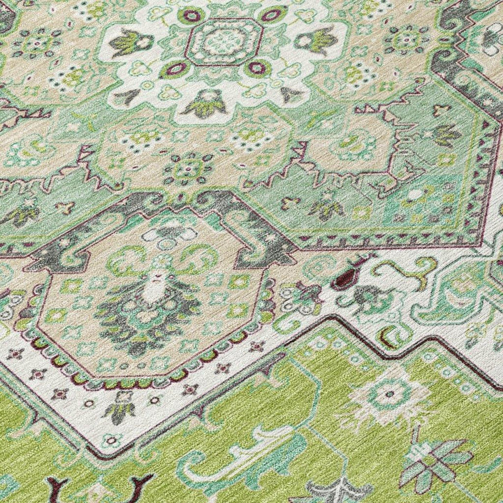 Bellaya Green Washable Indoor-Outdoor Rug-Outdoor Rugs-LOOMLAN Rugs-LOOMLAN