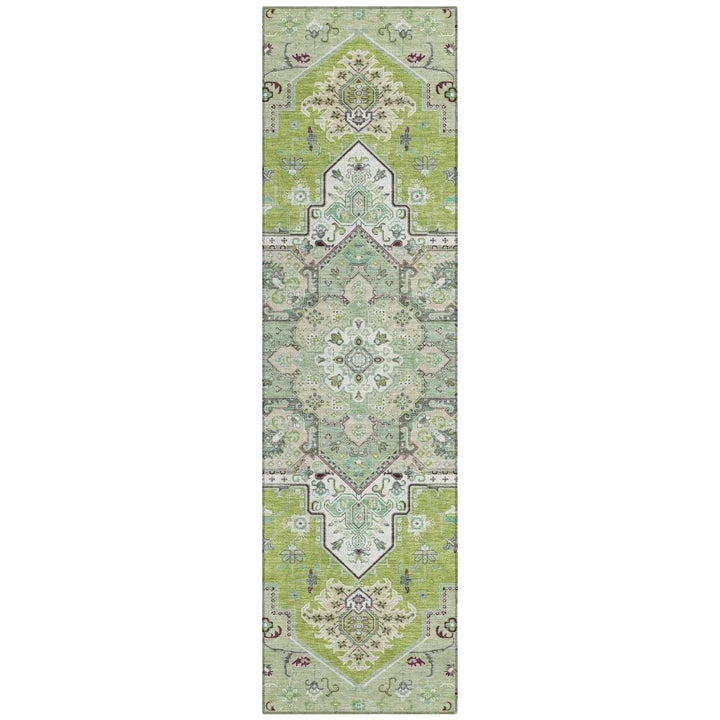 Bellaya Green Washable Indoor-Outdoor Rug-Outdoor Rugs-LOOMLAN Rugs-2'3" x 7'6"-LOOMLAN