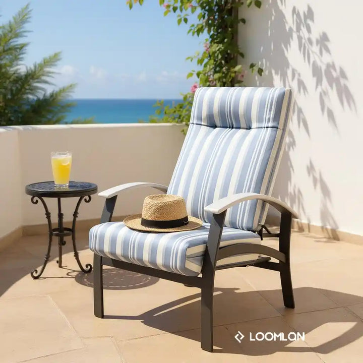 Belle Isle Cushion Supreme Height Back Chair Arm-Outdoor Accent Chairs-Telescope-LOOMLAN