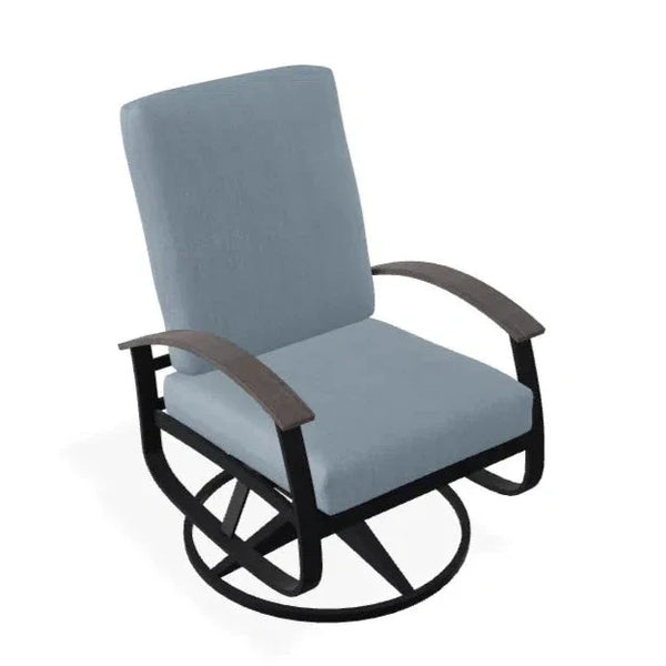 Belle Isle Cushion Swivel Rocker With Rustic Polymer Arms