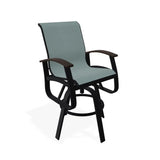 Belle Isle Sling Balcony Height Swivel Rustic Arm Chair