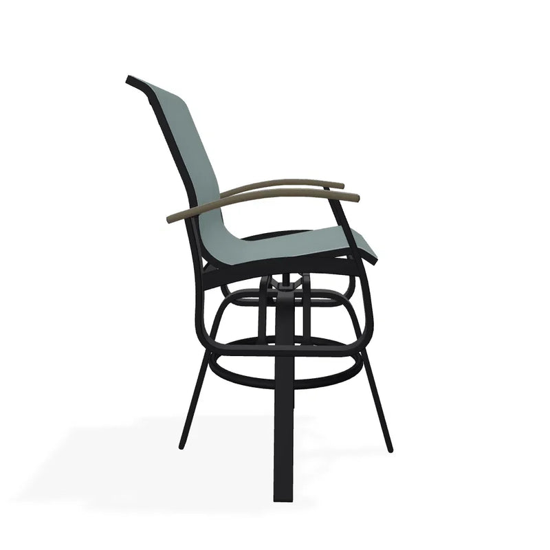 Belle Isle Sling Balcony Height Swivel Rustic Arm Chair