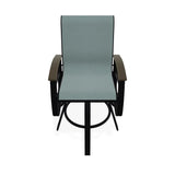 Belle Isle Sling Balcony Height Swivel Rustic Arm Chair