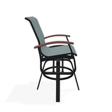 Belle Isle Sling Balcony Height Swivel Rustic Arm Chair