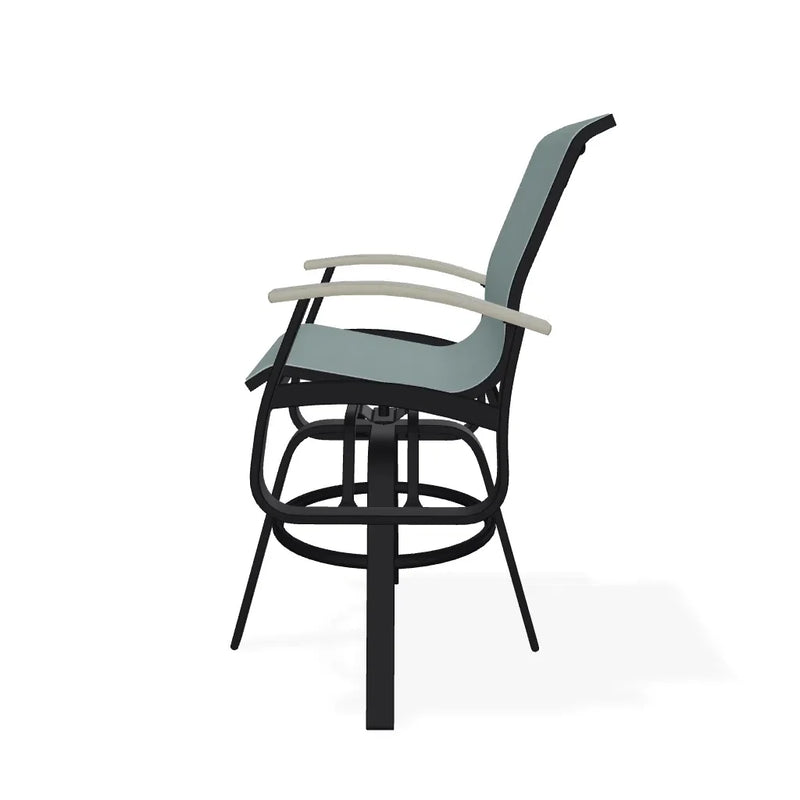 Belle Isle Sling Balcony Height Swivel Rustic Arm Chair