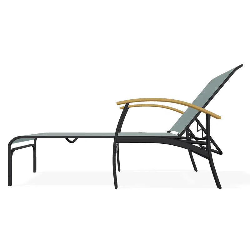 Belle Isle Sling Lay-Flat Polymer Rustic Arms Chaise