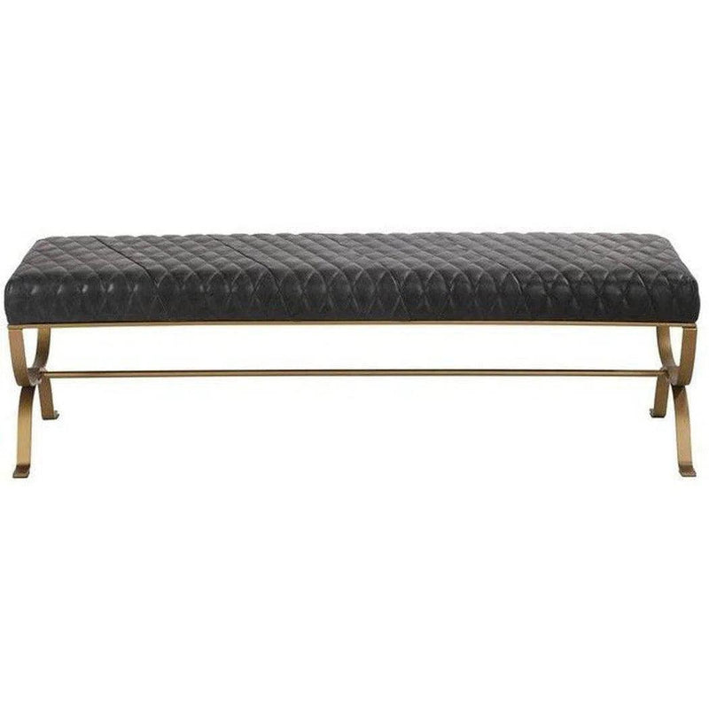 Bench Onyx Black Leather Black Art Deco