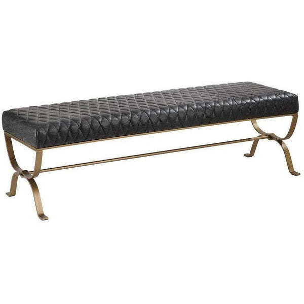 Bench Onyx Black Leather Black Art Deco