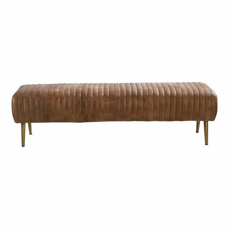 Bench Open Road Brown Leather Mid-Century