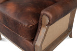 Benjamin Club Chair Brown Leather-Accent Chairs-Sarreid-LOOMLAN