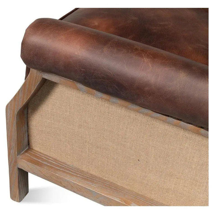 Benjamin Club Chair Brown Leather - LOOMLAN - Sarreid - Club Chairs