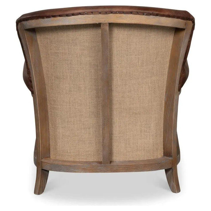 Benjamin Club Chair Brown Leather - LOOMLAN - Sarreid - Club Chairs