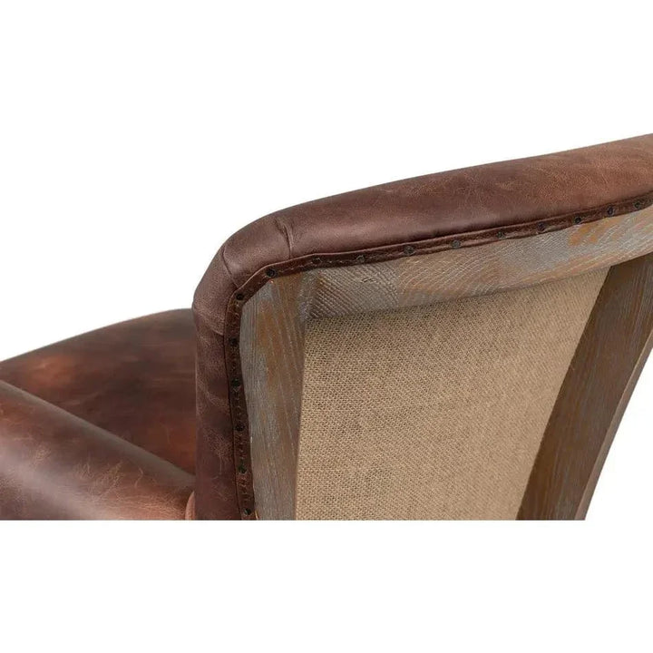 Benjamin Club Chair Brown Leather - LOOMLAN - Sarreid - Club Chairs
