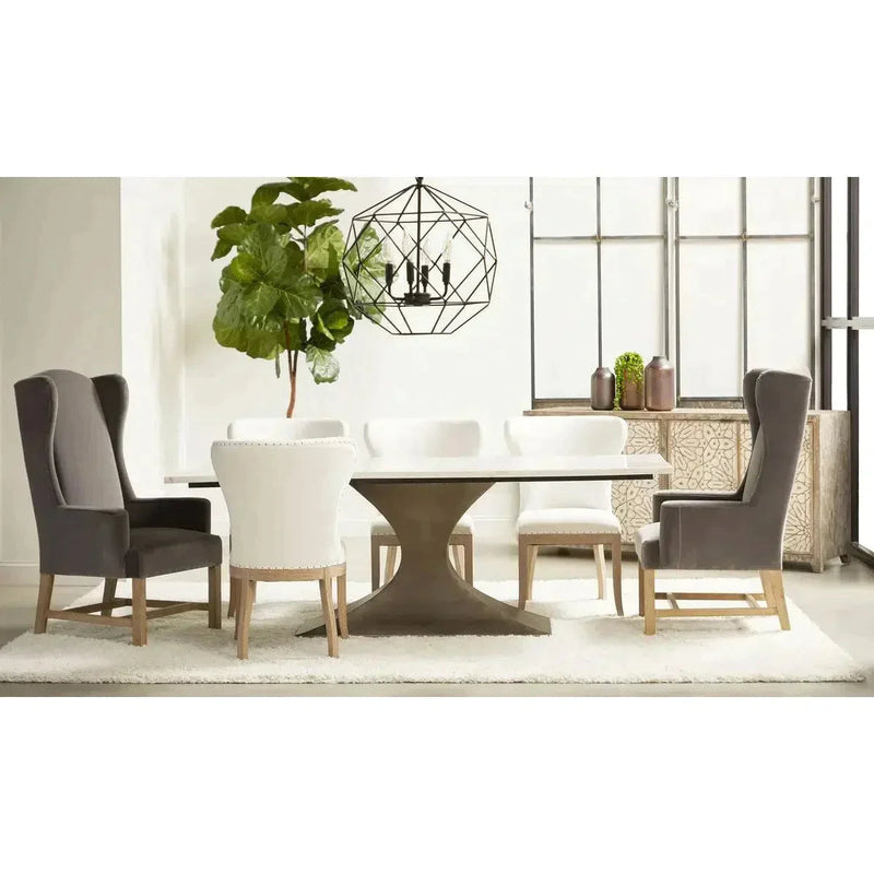 Bennett Dining Arm Chair Gray Velvet Solid Wood Legs Dining Chairs LOOMLAN By Essentials For Living