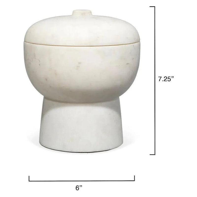 Bennett Off-White Marble Bowl with Lid-Boxes & Bowls-Jamie Young-LOOMLAN