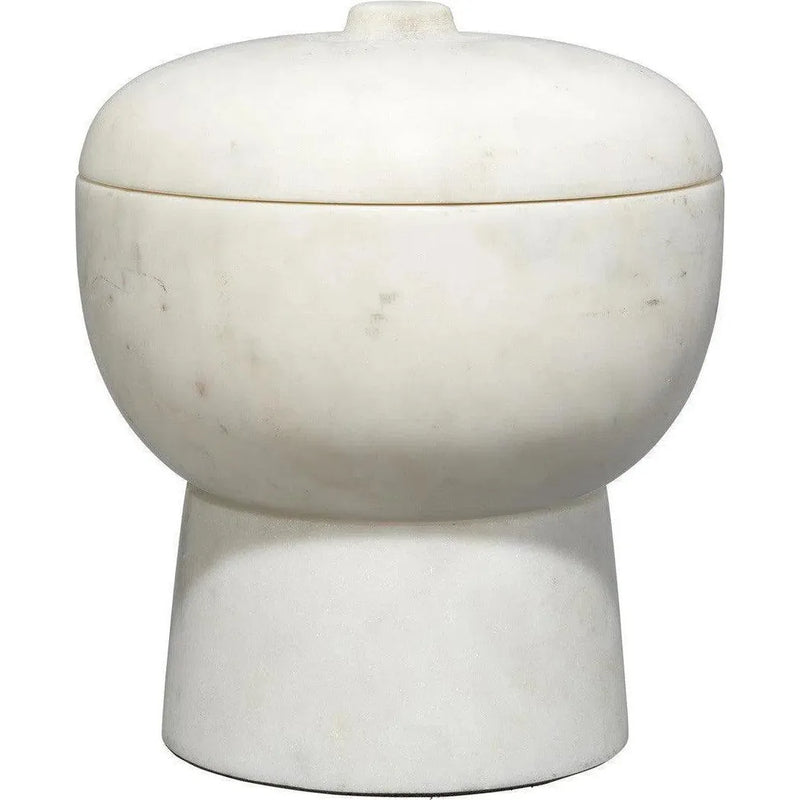 Bennett Off-White Marble Bowl with Lid-Boxes & Bowls-Jamie Young-LOOMLAN