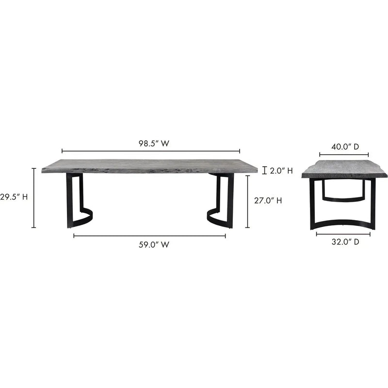 Bent Industrial Live Edge Grey Dining Table For 8