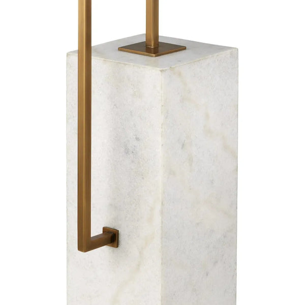 Beside Marble and Metal White Floor Lamp-Floor Lamps-Currey & Co-LOOMLAN