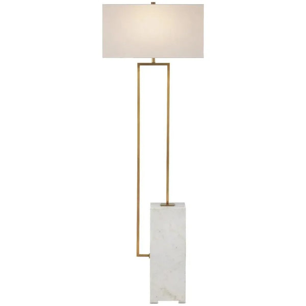 Beside Marble and Metal White Floor Lamp-Floor Lamps-Currey & Co-LOOMLAN