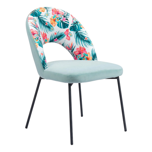 Bethpage Dining Chair (Set of 2) Multicolor Print & Green Dining Chairs LOOMLAN By Zuo Modern